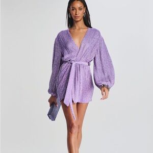 Retrofete NEW WITH TAGS Gabrielle Sequin Robe Iridescent Lavender